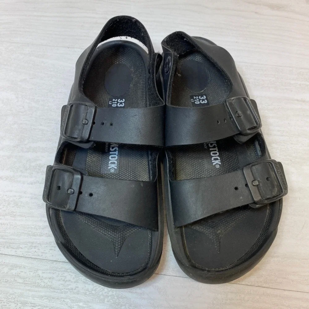 Birkenstock Kids Size 33 Milano Sandals Backstrap Black Birko-Flor Comfort Shoes